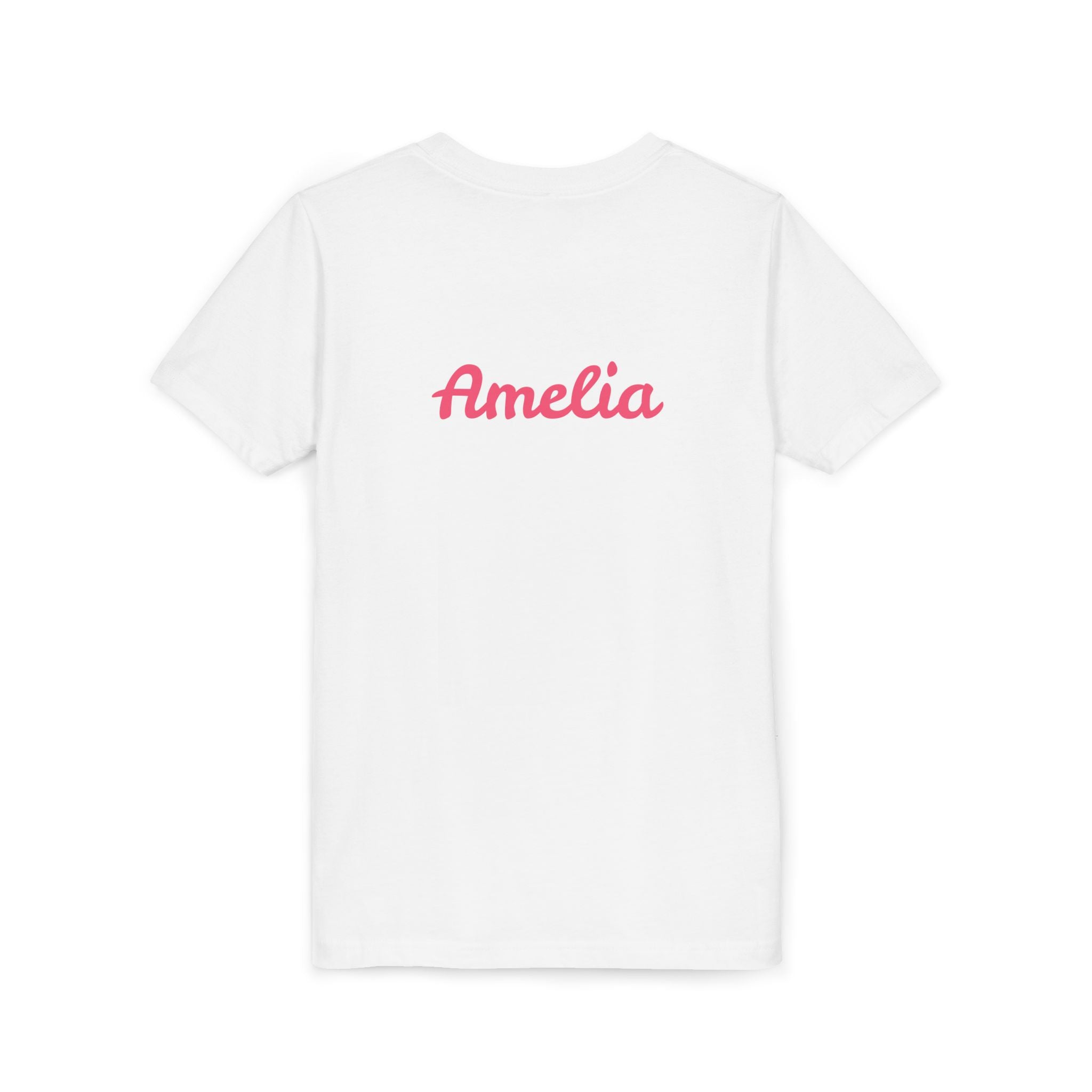 Back of personalized ready to bloom in grade kids t-shirt showing customizable name print