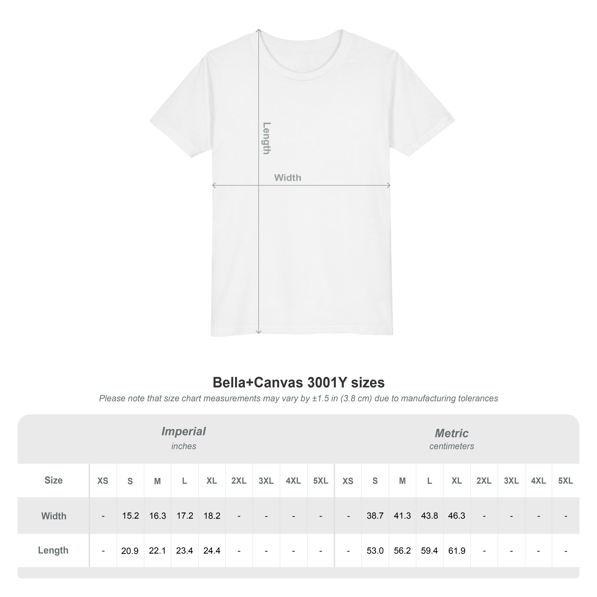 Personalized Rolling Into Grade Dinosaur Kids T-Shirt size chart in inches and centimeters
